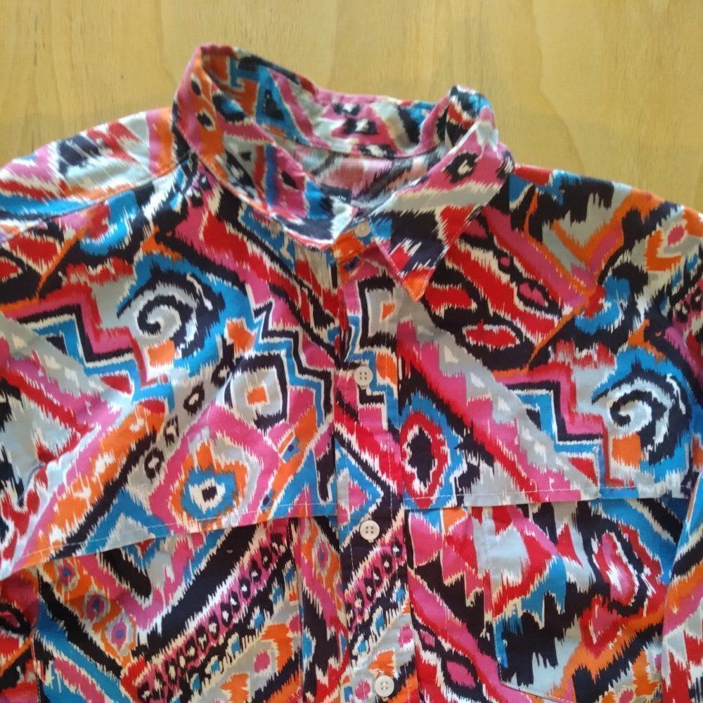 Vintage Frontier Southwest Geometric Strokes Button Down Shirt
